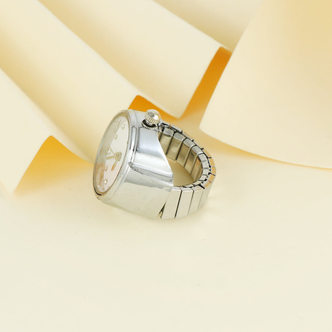 Eternal Bling Silver with White dial Ring Watch