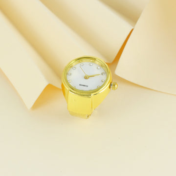 Eternal Bling Gold White Dial Ring Watch