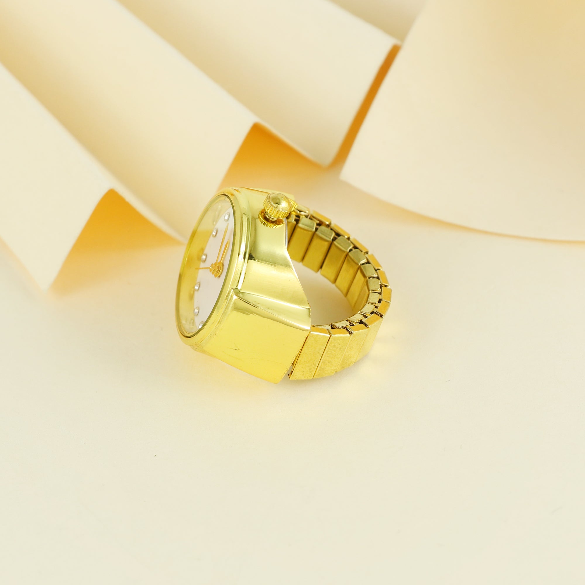 Eternal Bling Gold White Dial Ring Watch