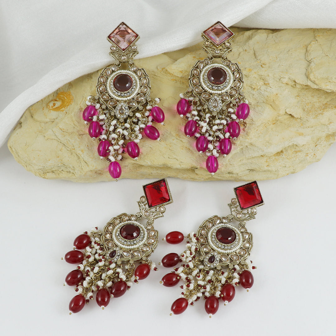 Eternal Bling Heavy Stone pearl Earrings