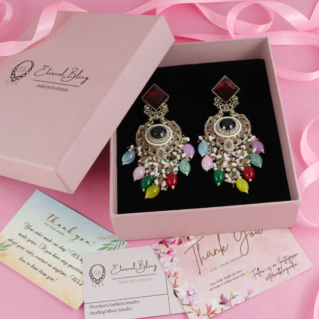 Eternal Bling Heavy Stone pearl Earrings