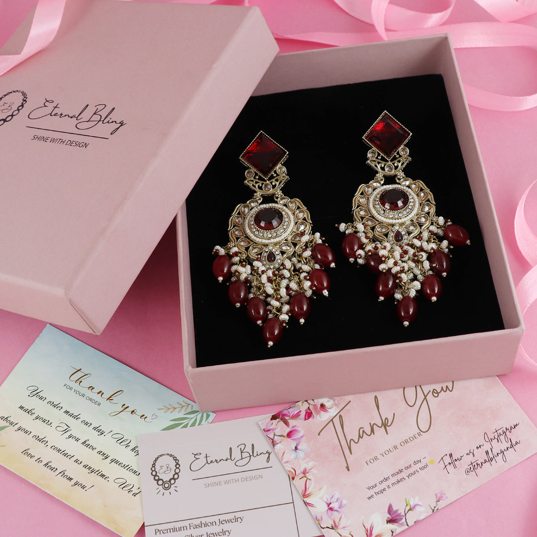 Eternal Bling Heavy Stone pearl Earrings