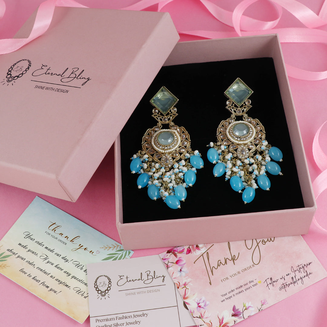 Eternal Bling Heavy Stone pearl Earrings