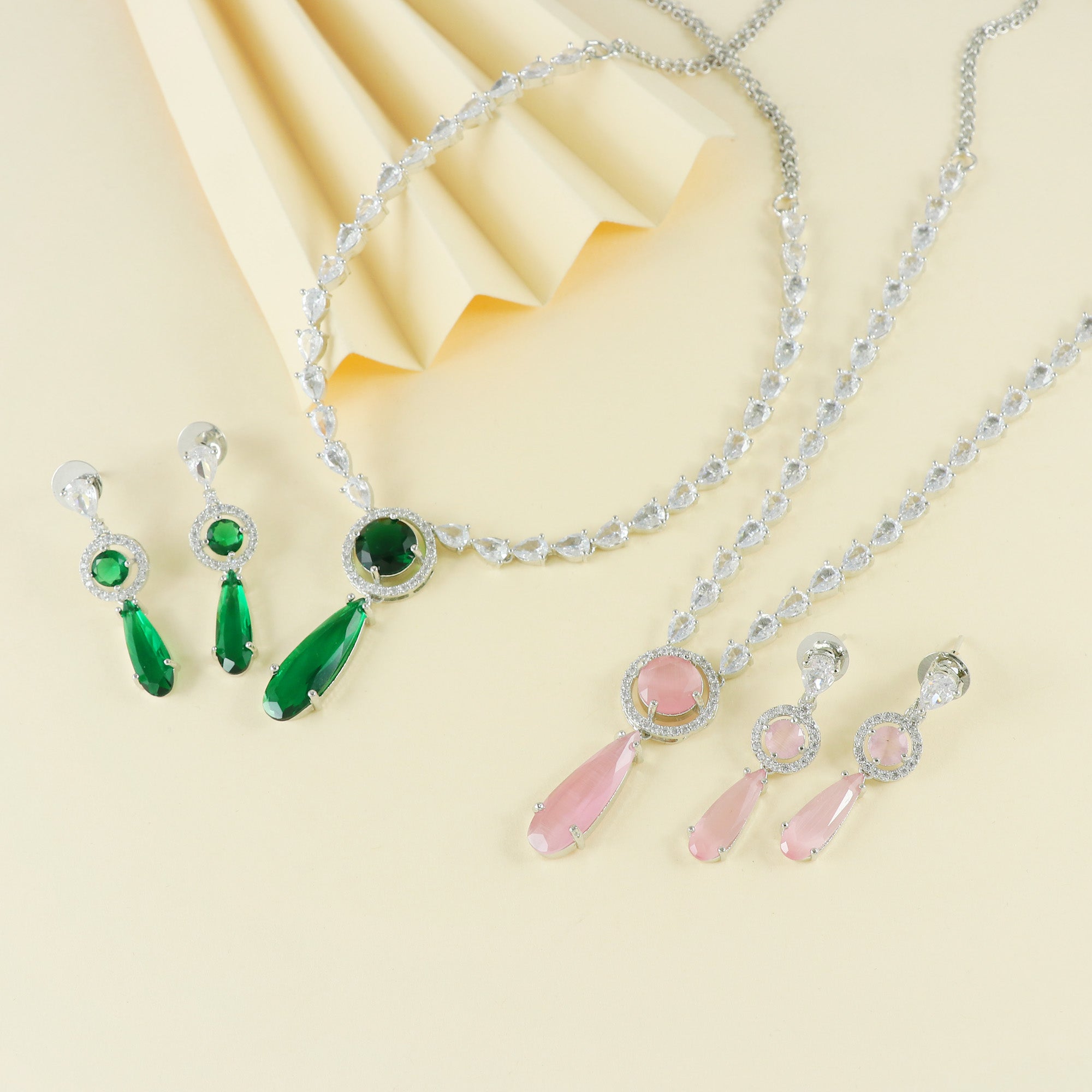 Eternal bling CZ Necklace Set with Drop