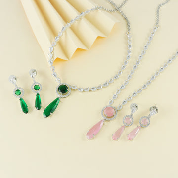 Eternal bling CZ Necklace Set with Drop
