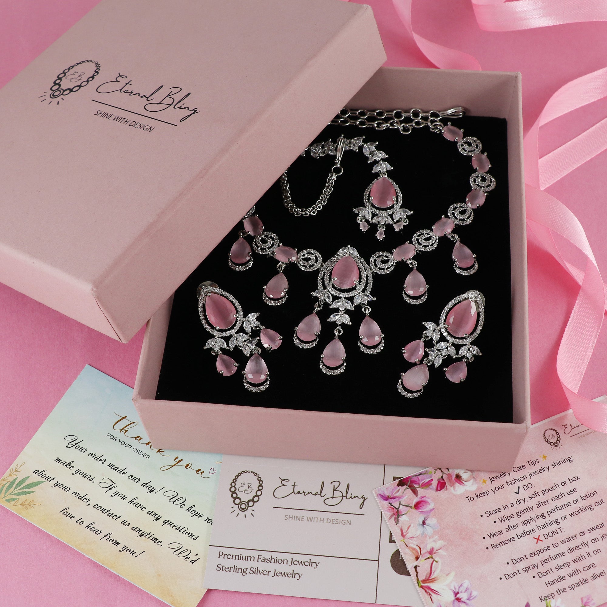 Eternal Bling Colored CZ Necklace Set