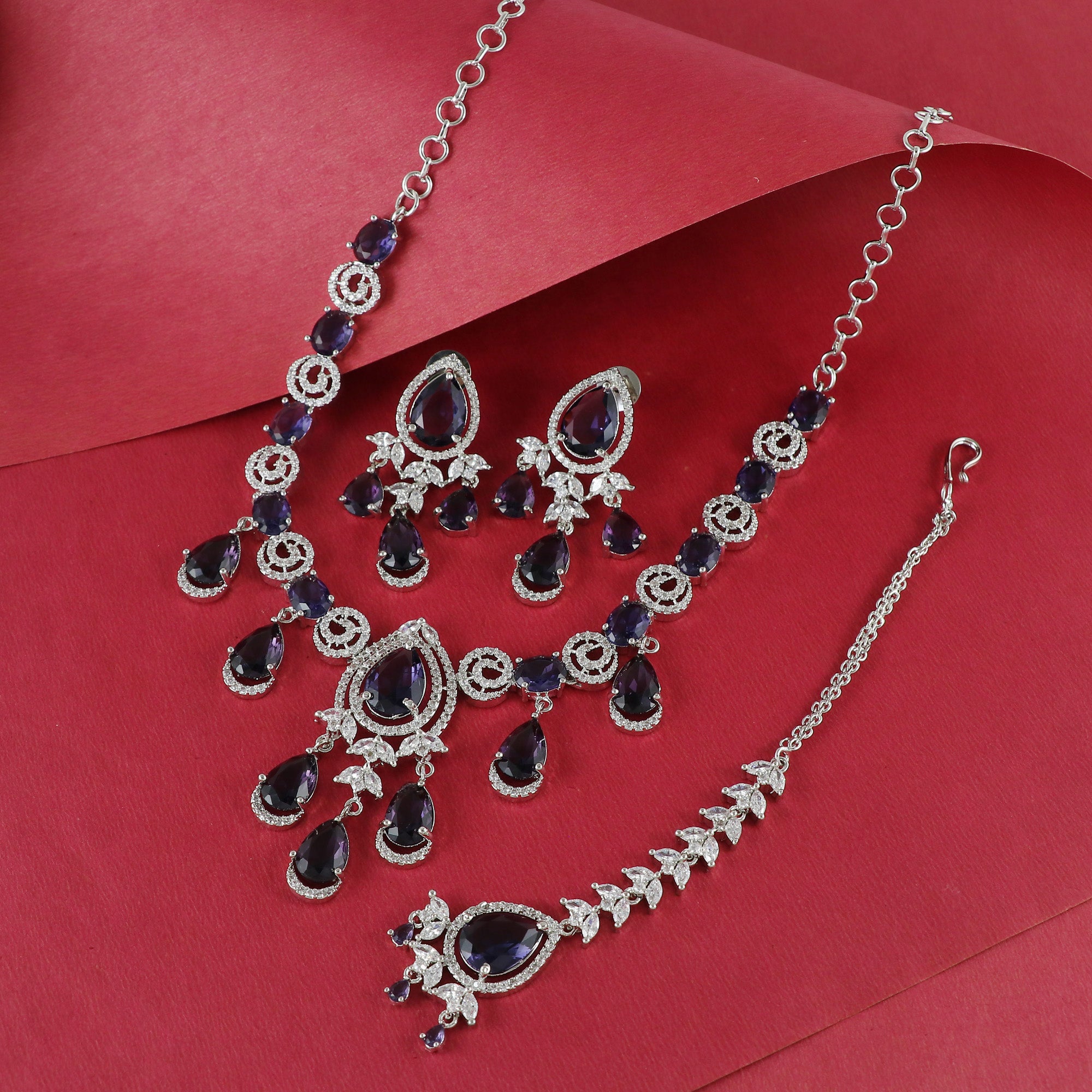 Eternal Bling Colored CZ Necklace Set