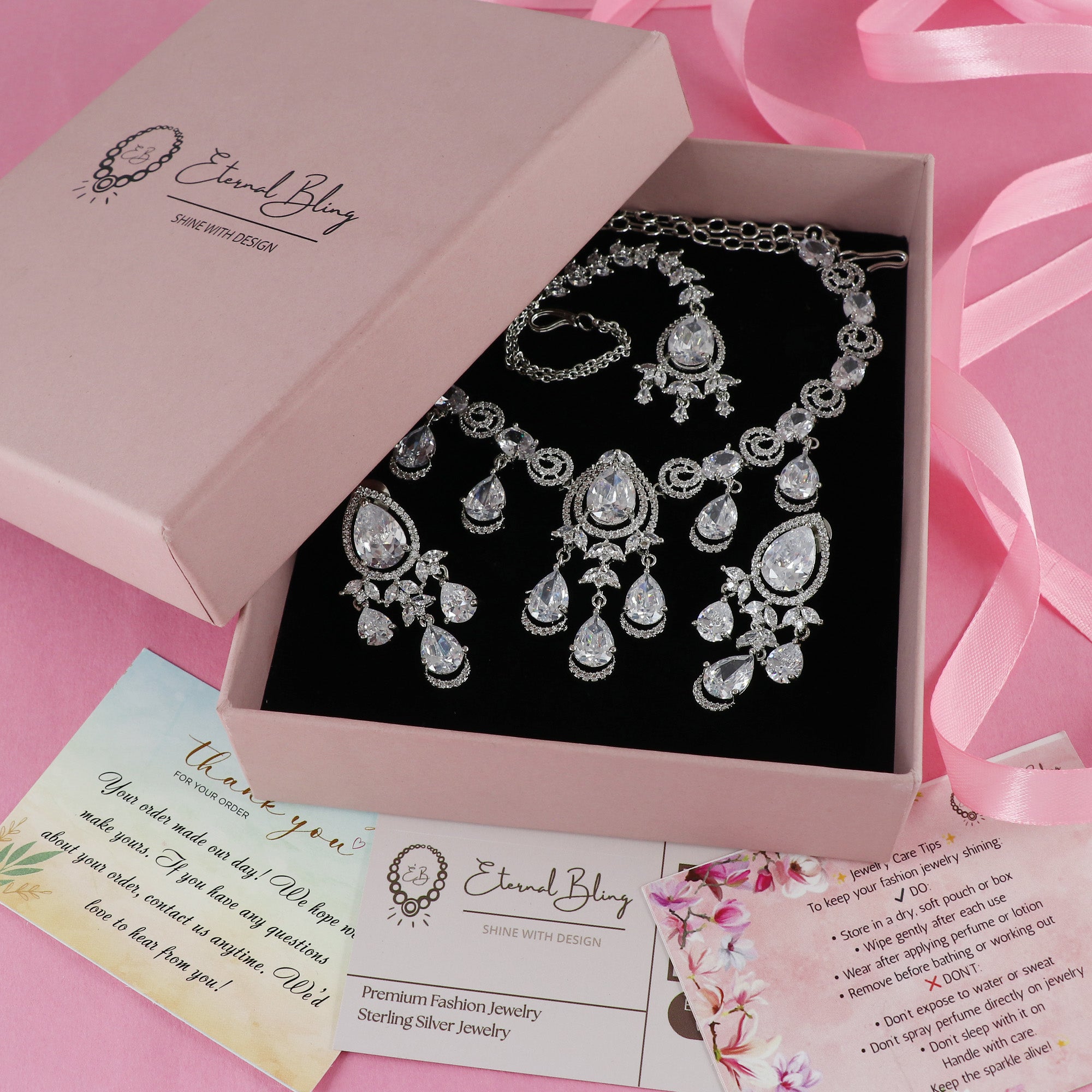 Eternal Bling Colored CZ Necklace Set