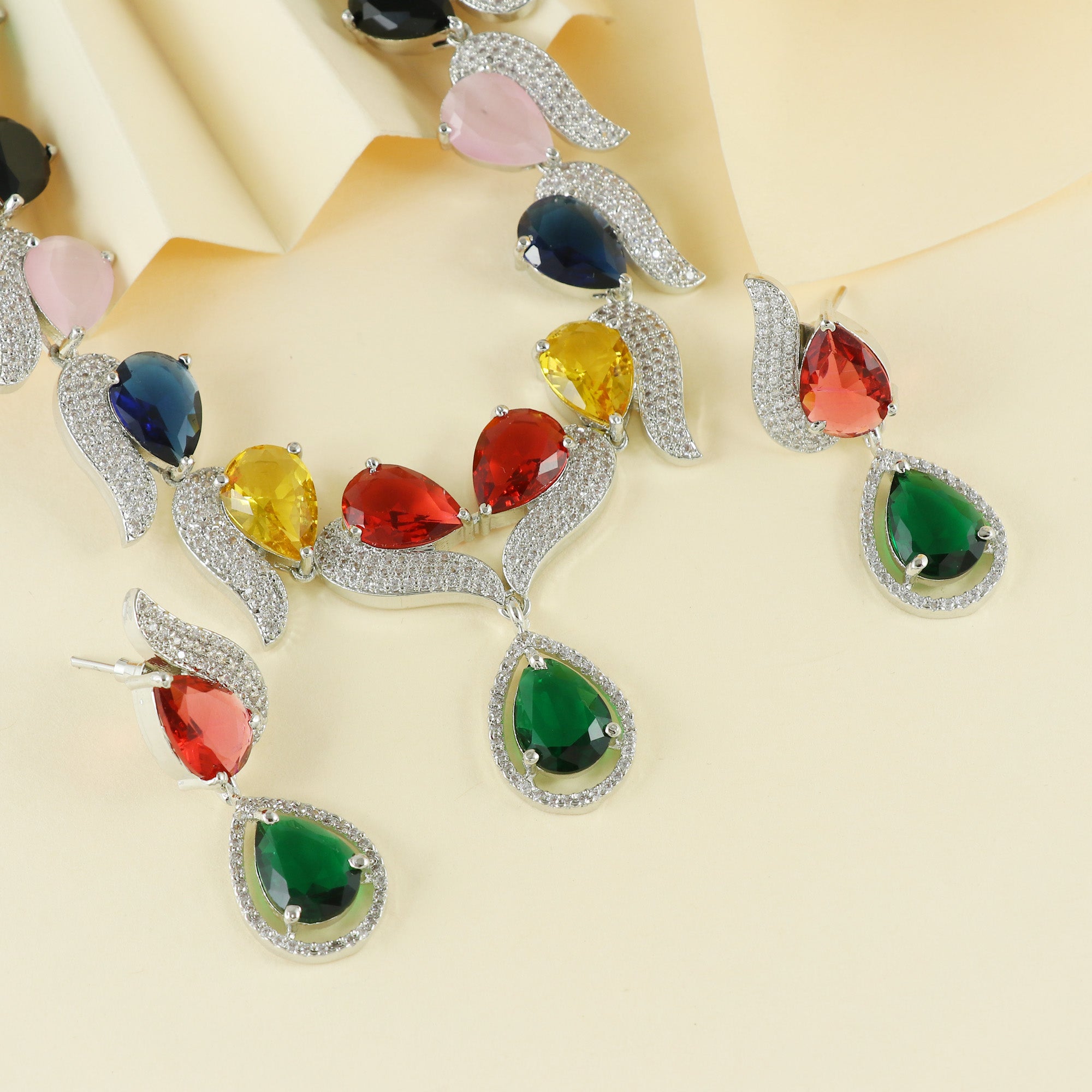 Eternal Bling Multicolor CZ Necklace Set