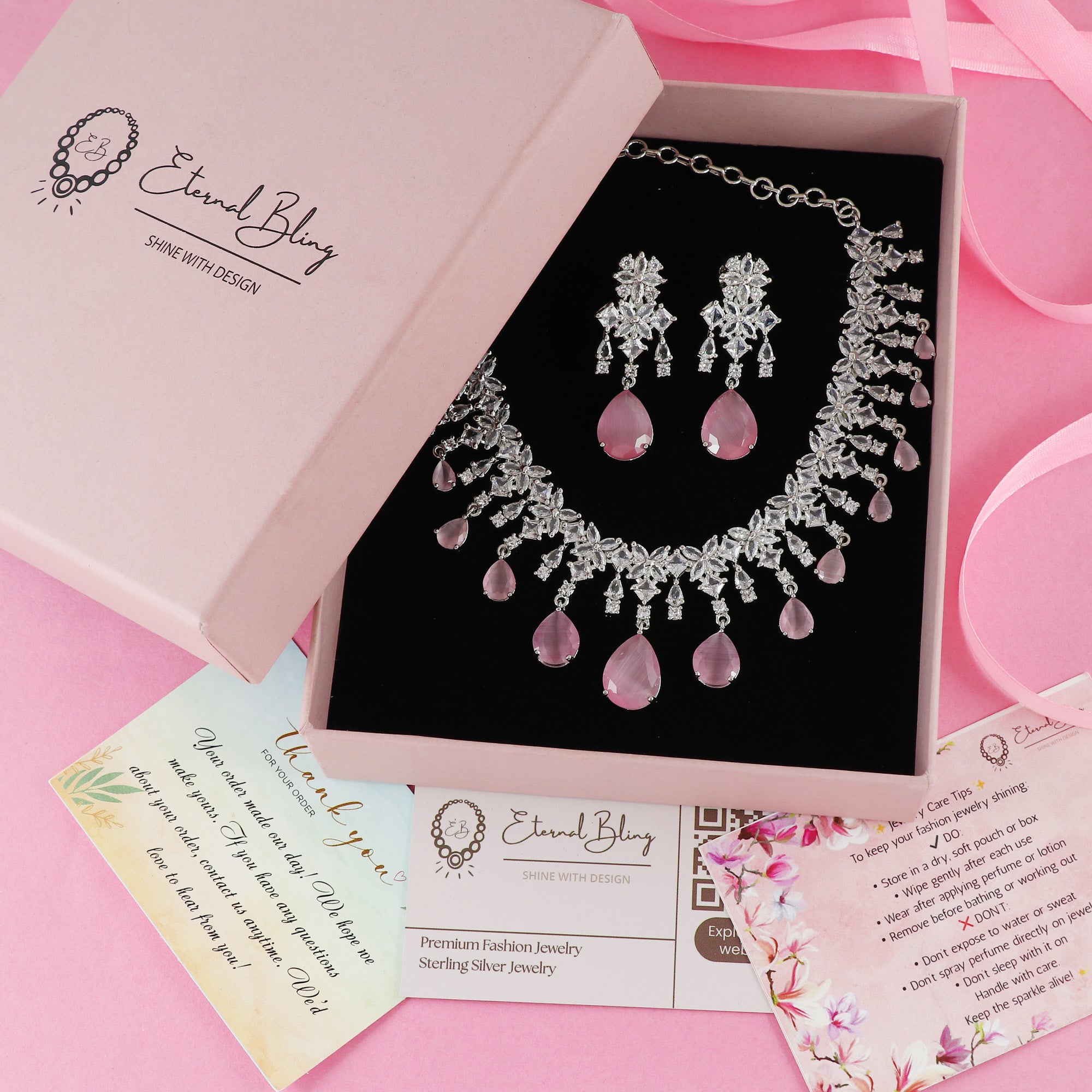 Eternal Bling Drops CZ Necklace Set