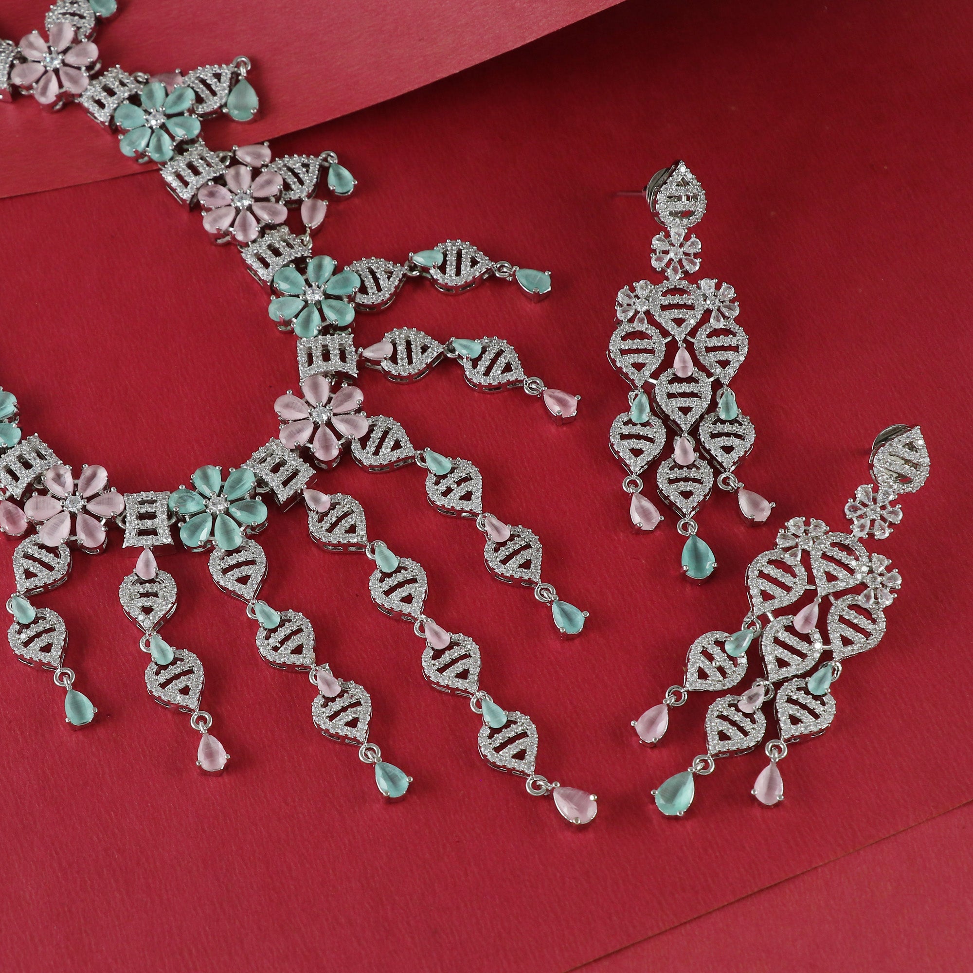 Eternal Bling Flower CZ Necklace Set