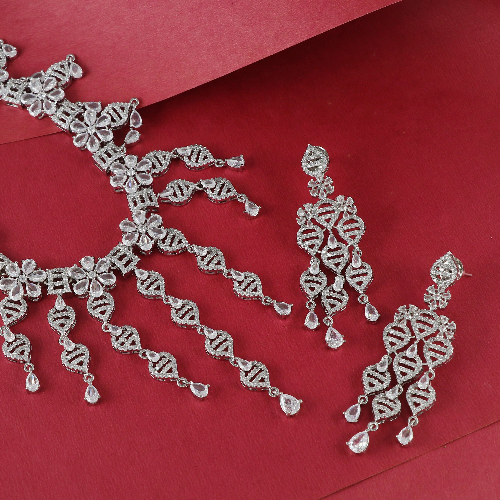 Eternal Bling Flower CZ Necklace Set