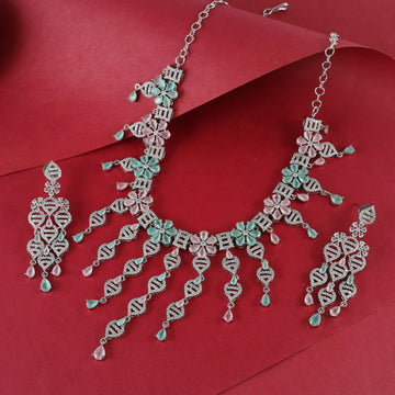 Eternal Bling Flower CZ Necklace Set