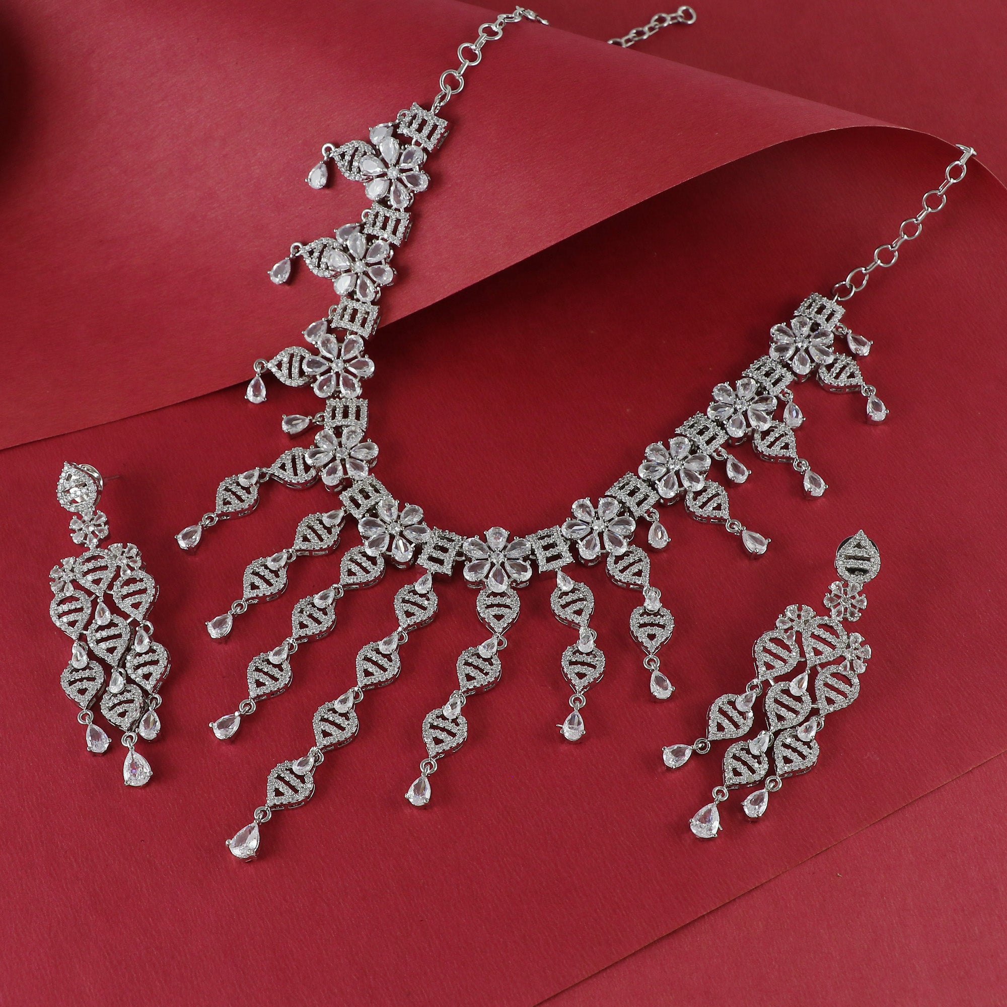 Eternal Bling Flower CZ Necklace Set