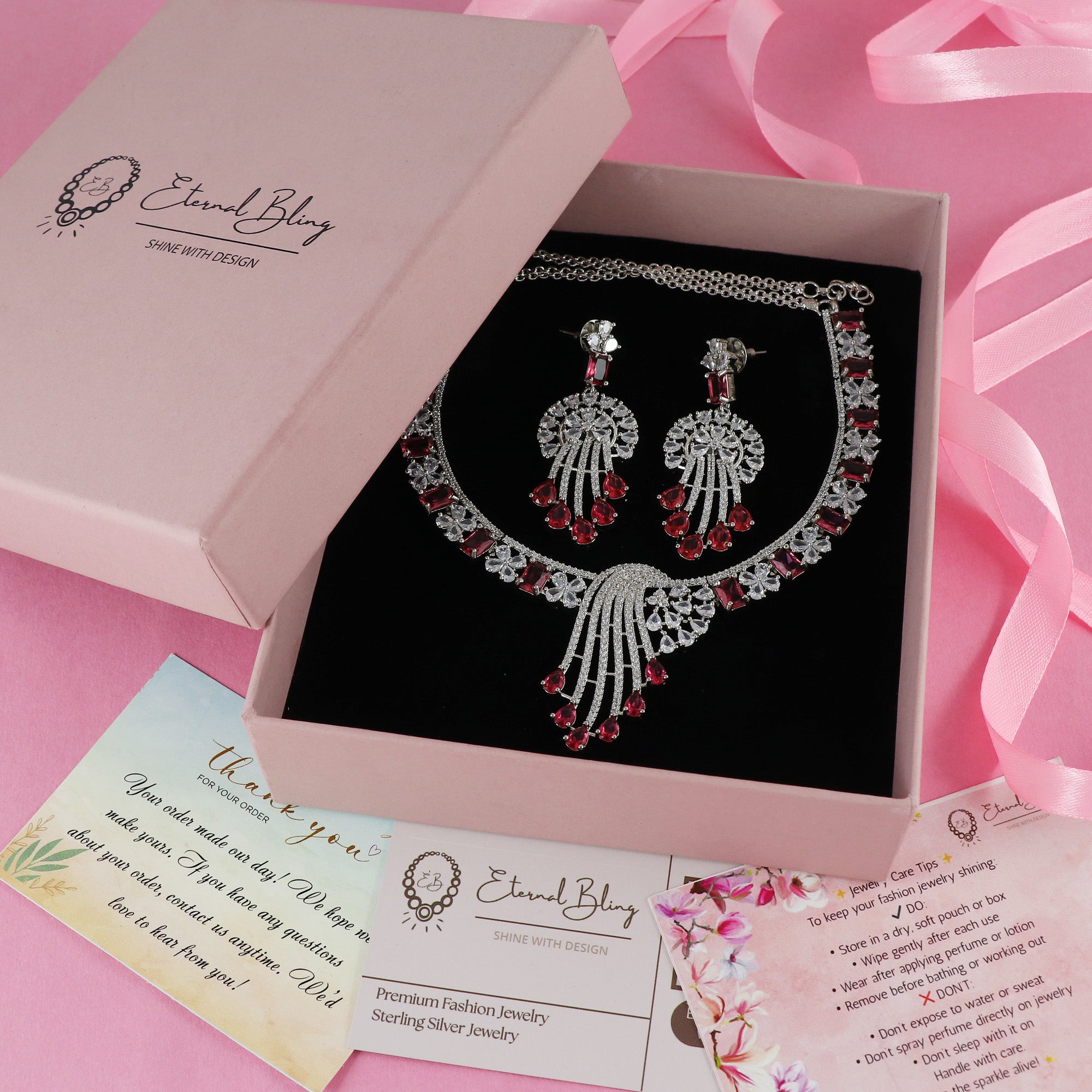 Eternal Bling Designer CZ Necklace Set