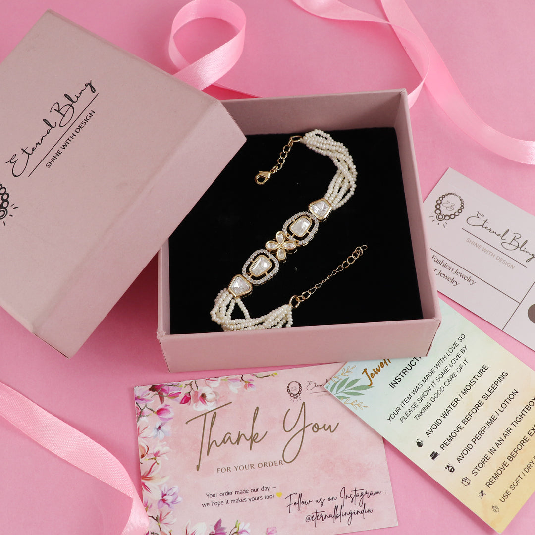 Eternal Bling Designer Flower Polki Bracelet