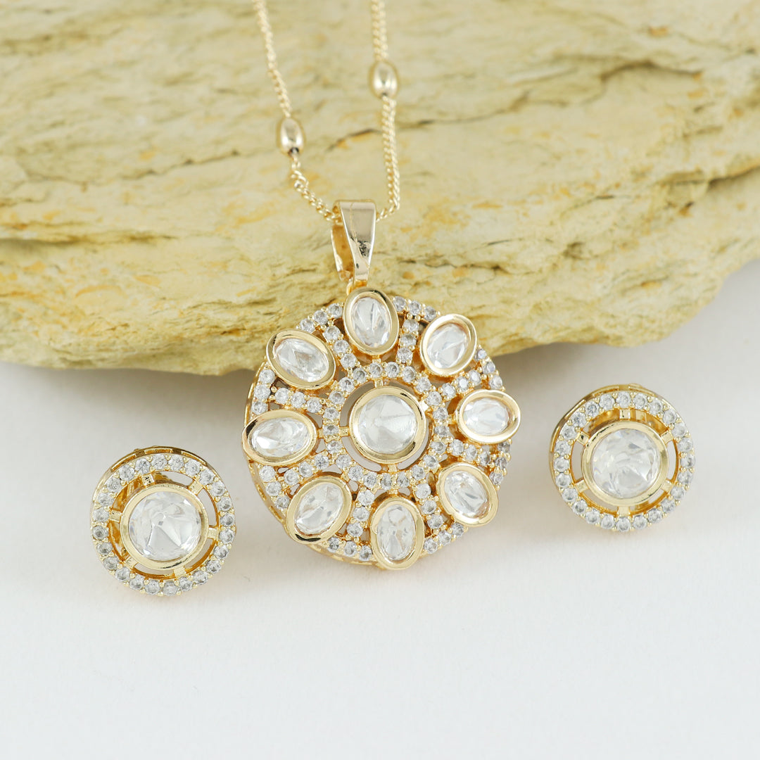 Eternal Bling Circular Polki pendant set