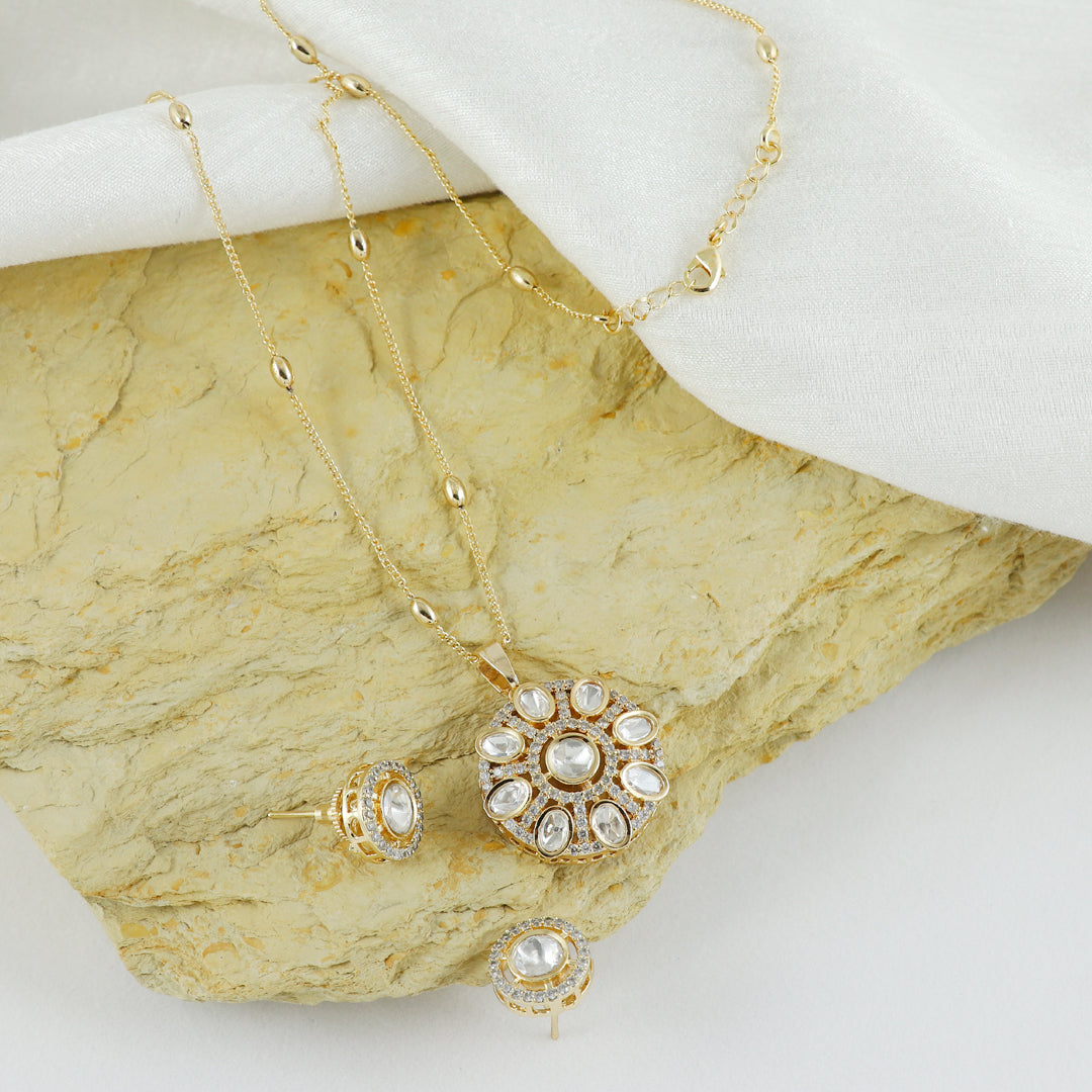 Eternal Bling Circular Polki pendant set