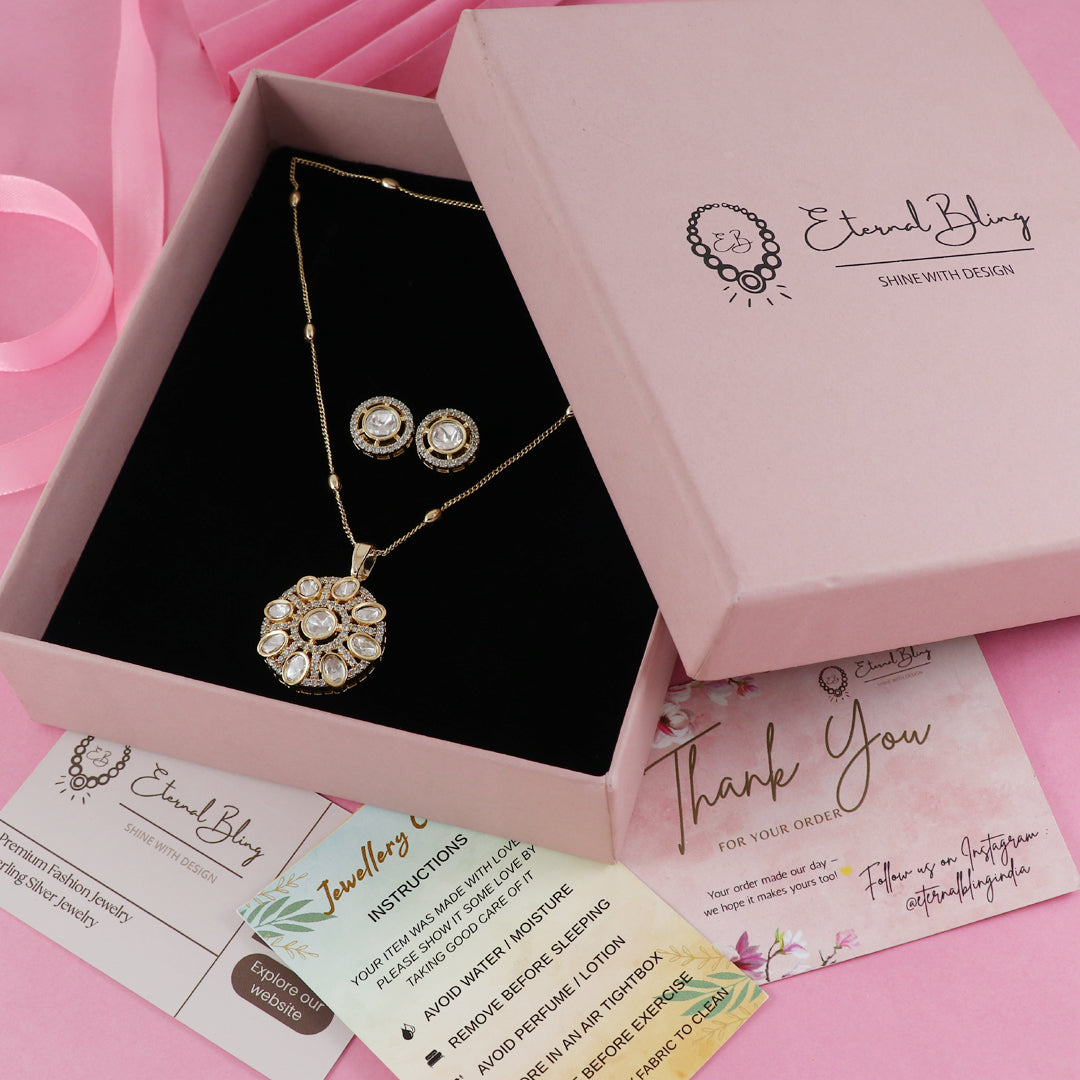 Eternal Bling Circular Polki pendant set