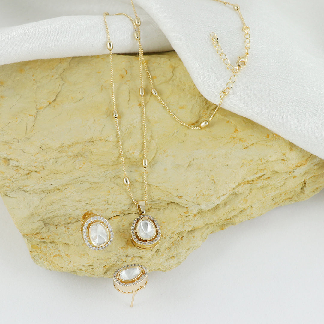 Eternal Bling Oval Polki pendant set