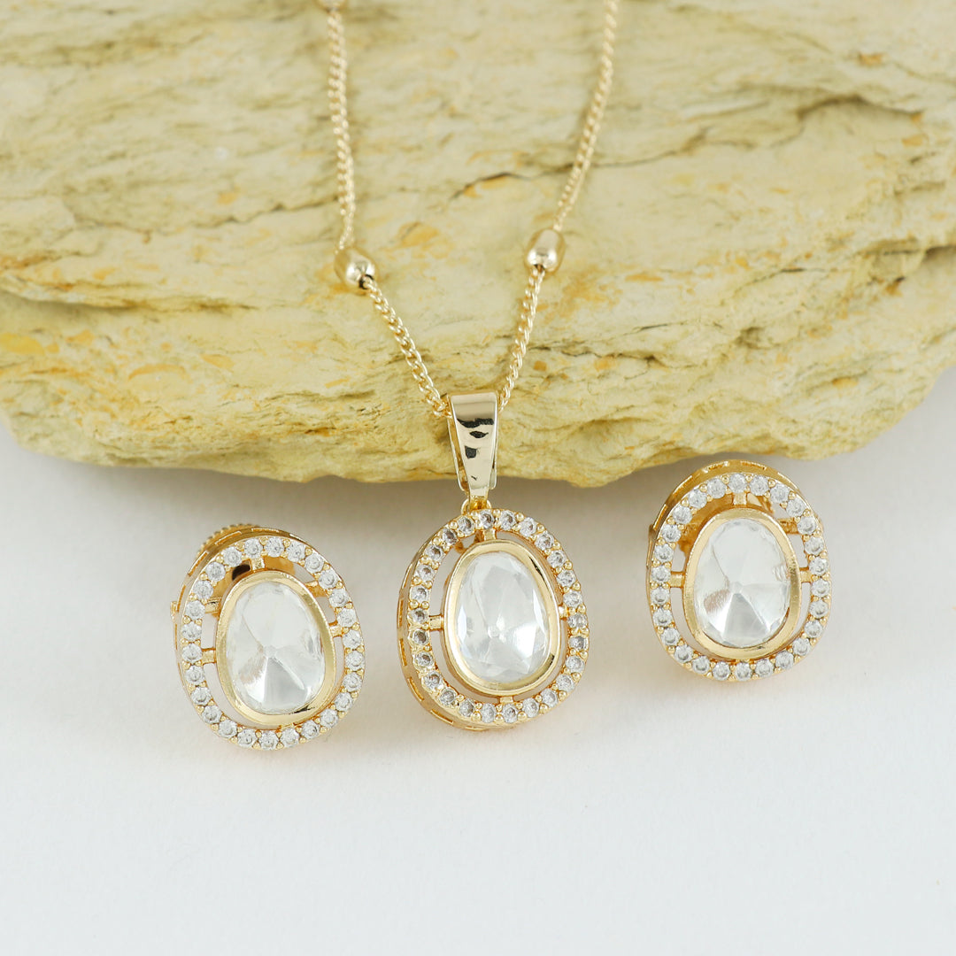 Eternal Bling Oval Polki pendant set