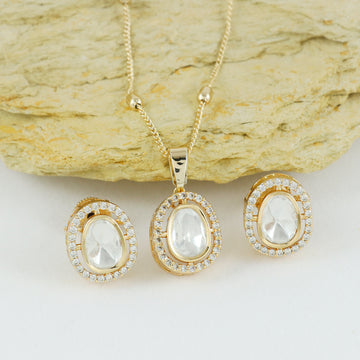 Eternal Bling Oval Polki pendant set