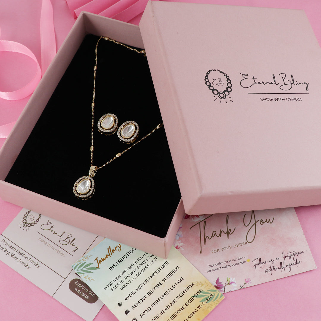 Eternal Bling Oval Polki pendant set