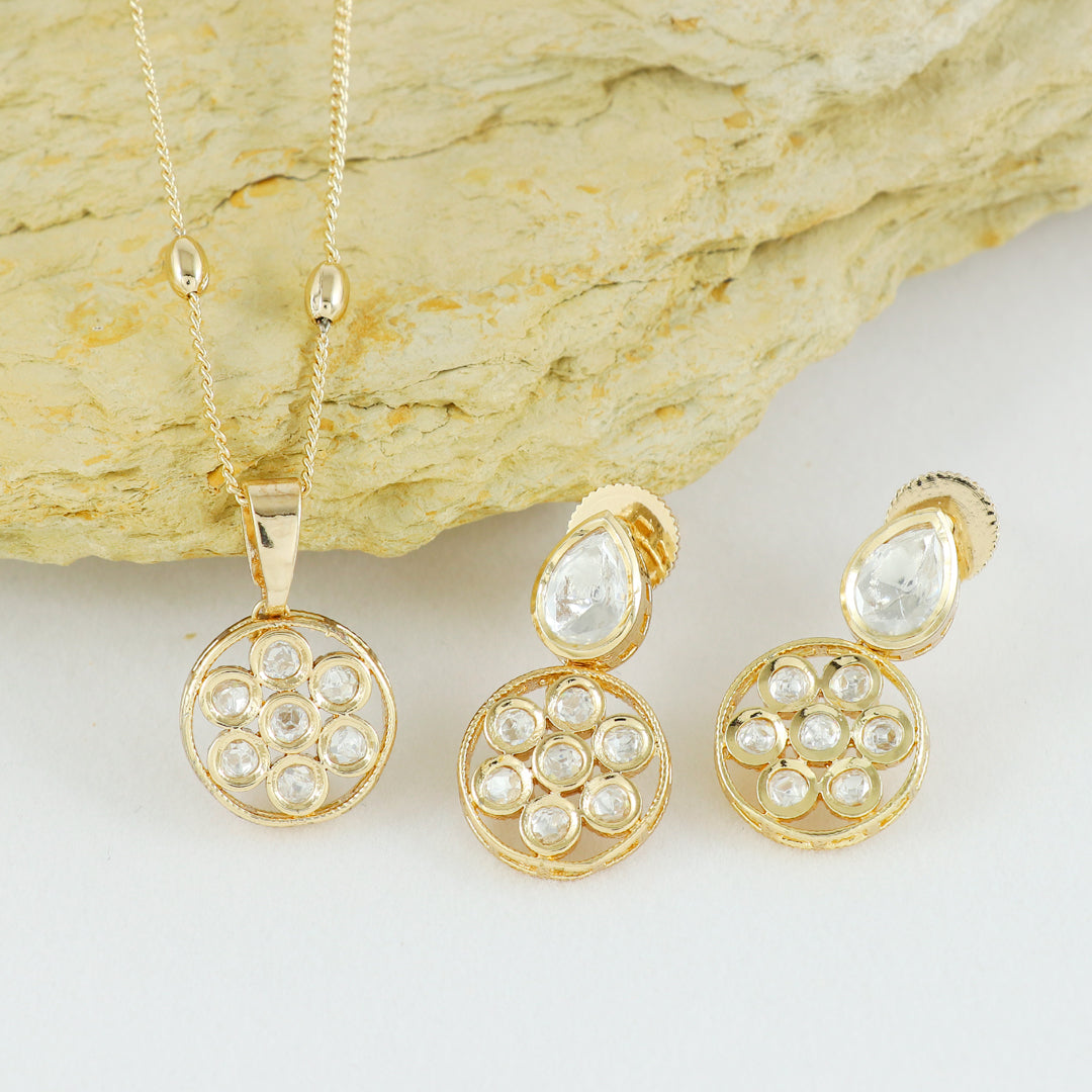 Eternal Bling Small Circle Polki pendant set