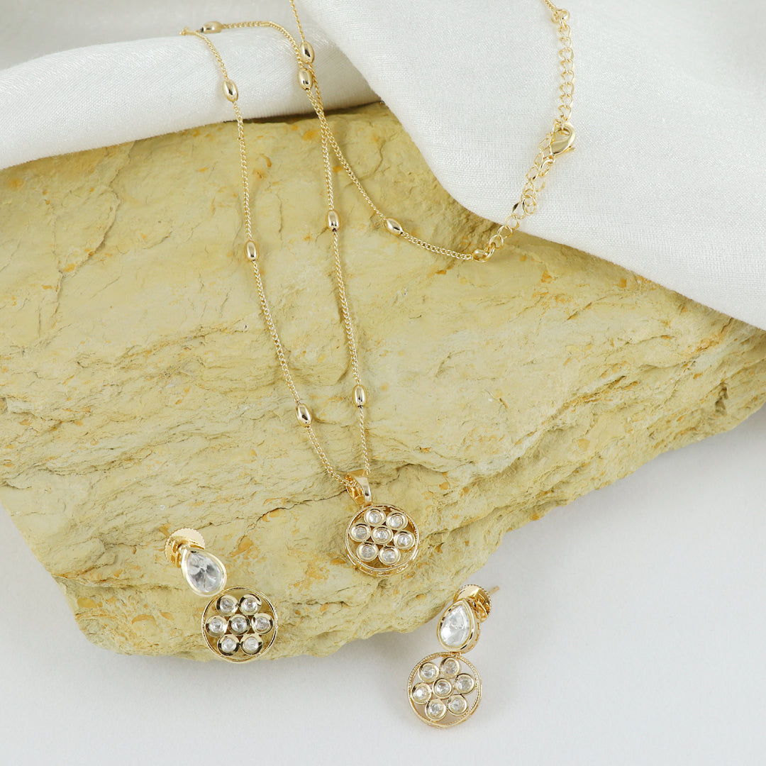 Eternal Bling Small Circle Polki pendant set
