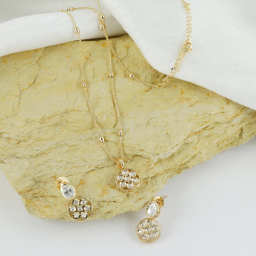 Eternal Bling Small Circle Polki pendant set