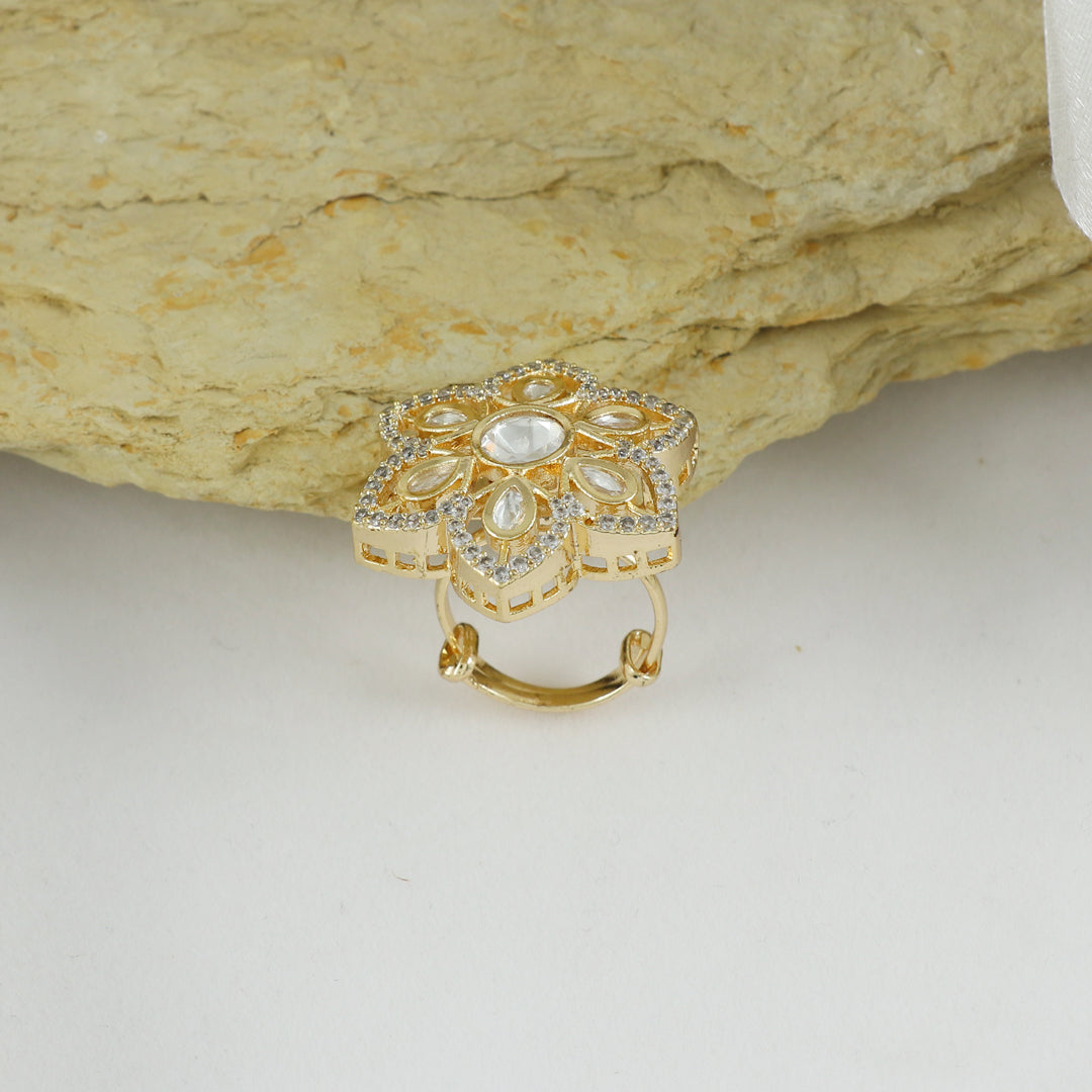 Eternal Bling CZ Flower Polki Ring