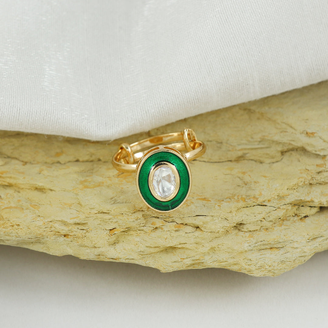 Eternal Bling Emerald Polki Ring