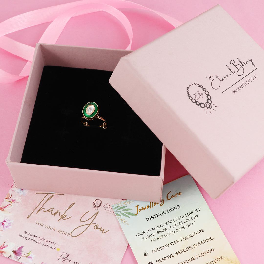Eternal Bling Emerald Polki Ring